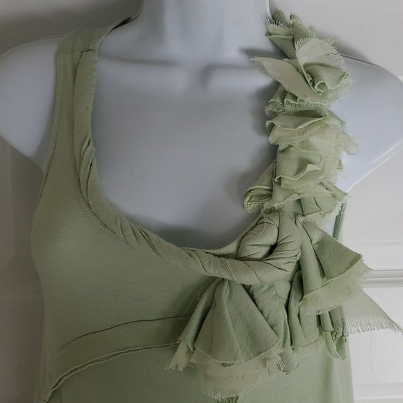 One September Mint‎ Green Floral Sewn Shoulder Blouse Top Womens Size P - Picture 5 of 6